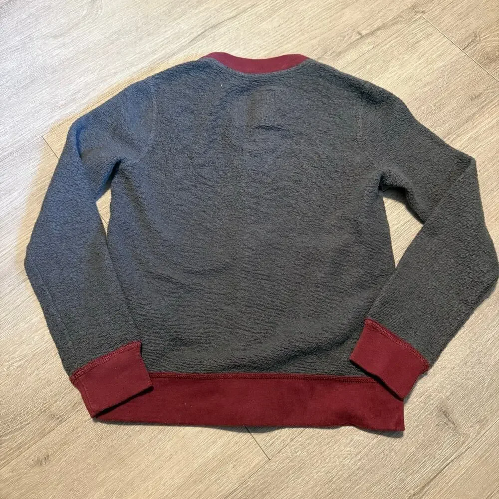 Abercrombie Kids Fleece Zip Jacket Maroon Trim Size 9/10 Soft Warm Coat